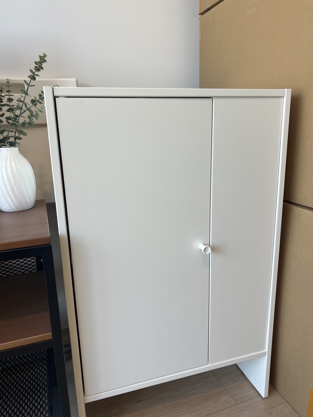 White Two-Door Storage Cabinet with Shelf