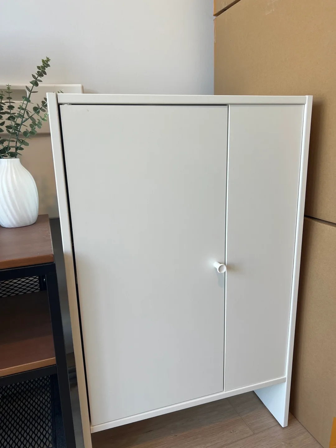 White Two-Door Storage Cabinet with Shelf
