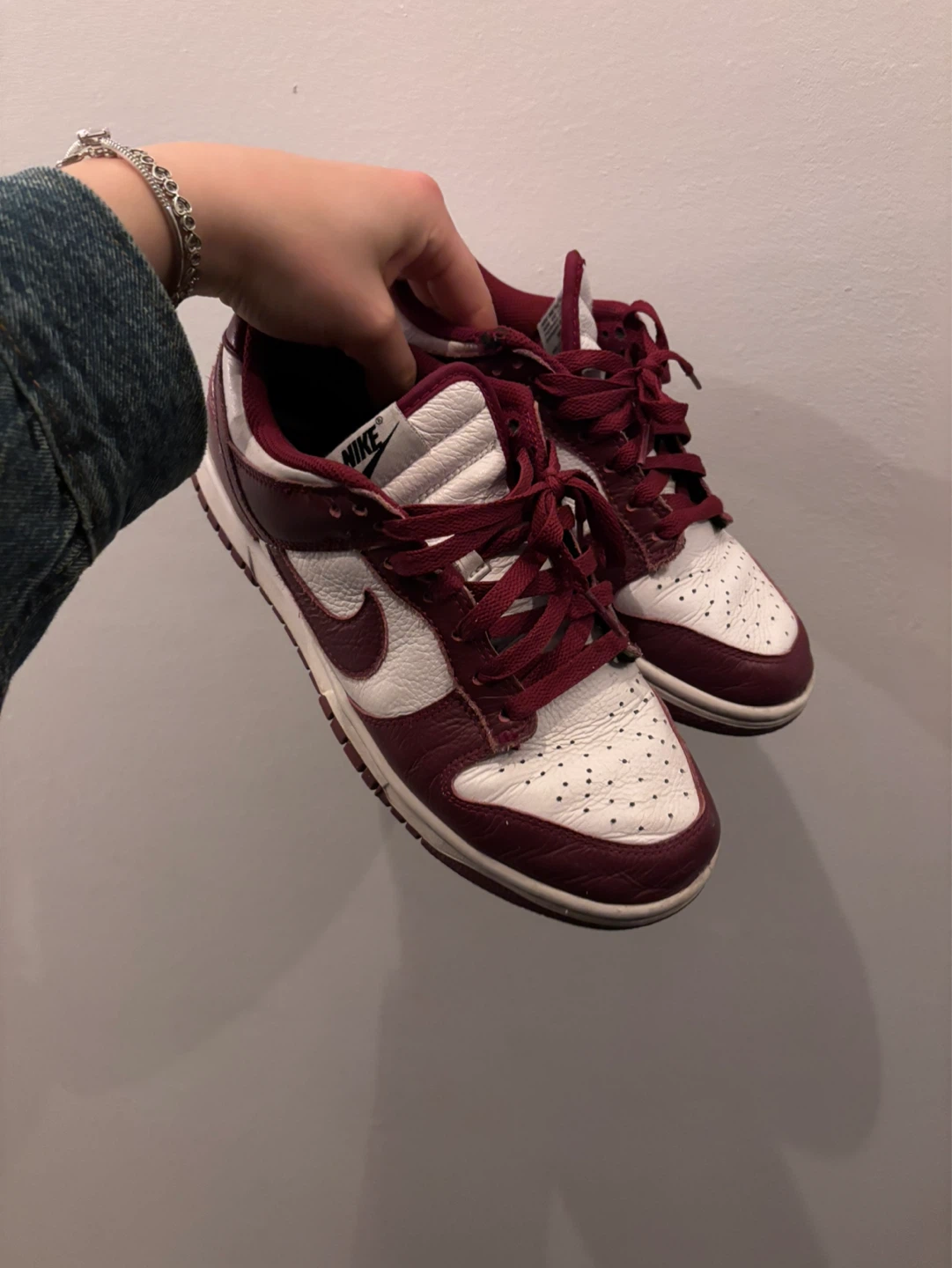 Nike Dunk Low Burgundy White Sneakers - photo 2