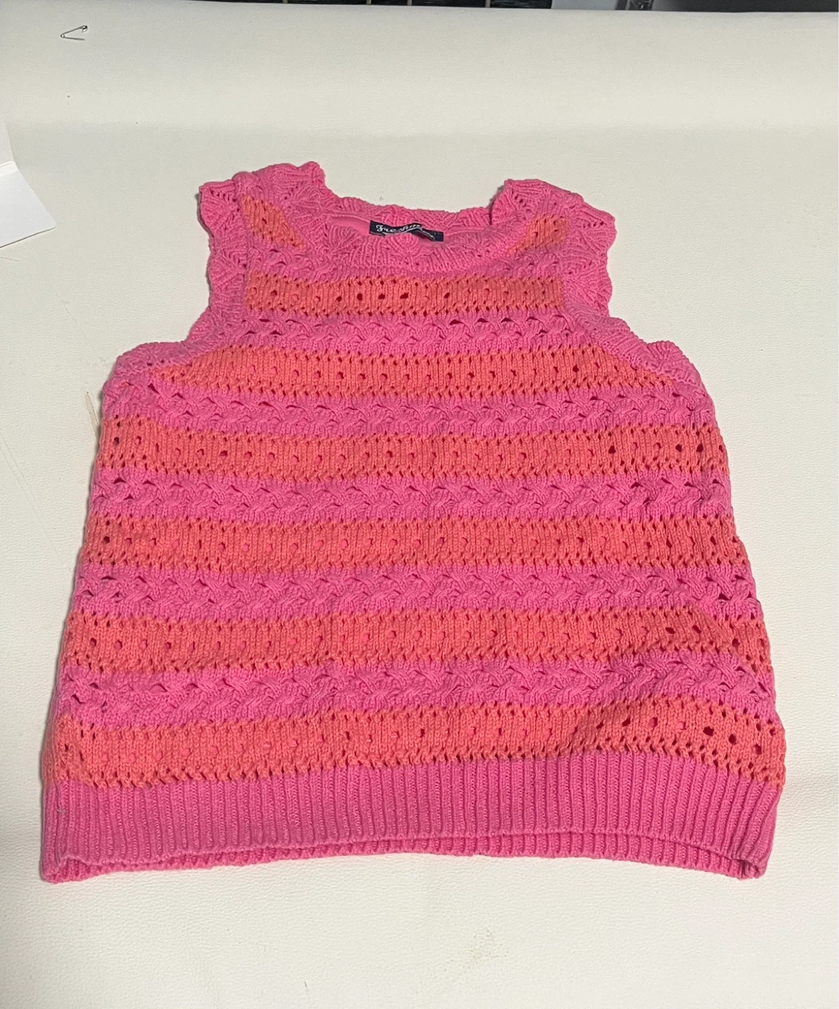 Free People Striped Crocheted Tank Top