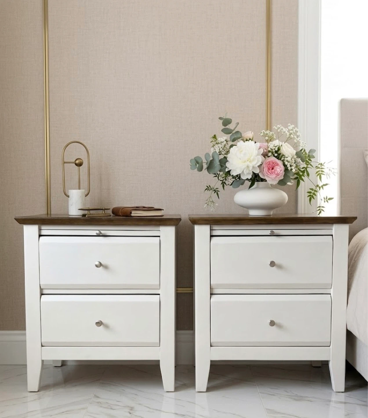 Pair of light Beige Nightstands