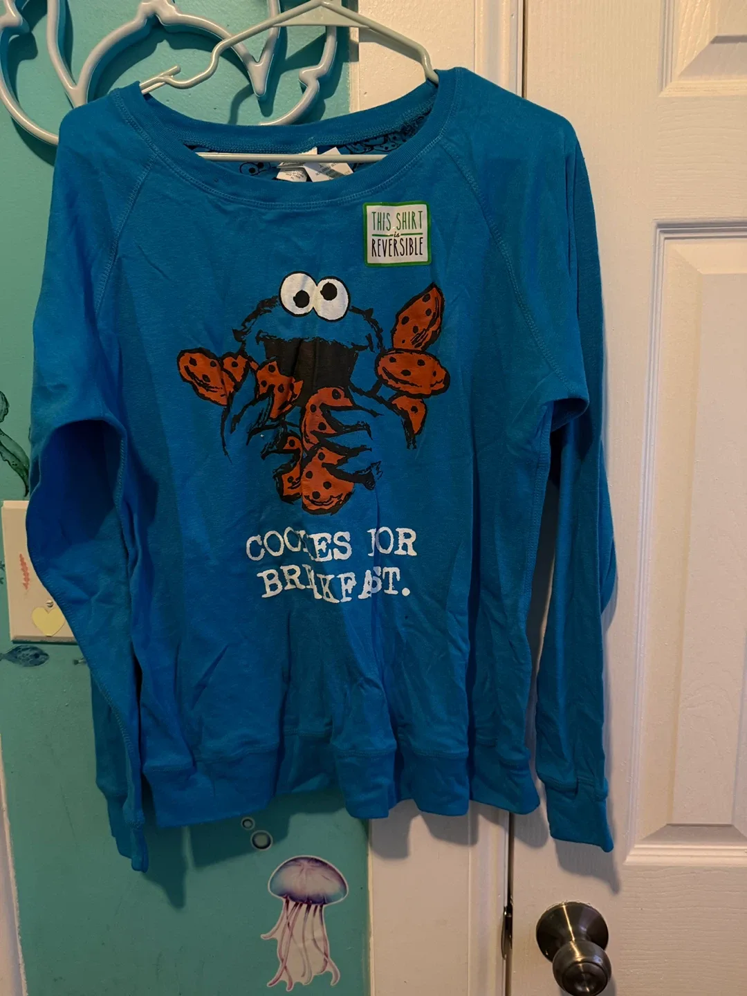 Sesame Street Cookie Monster Reversible Long Sleeve Shirt XL