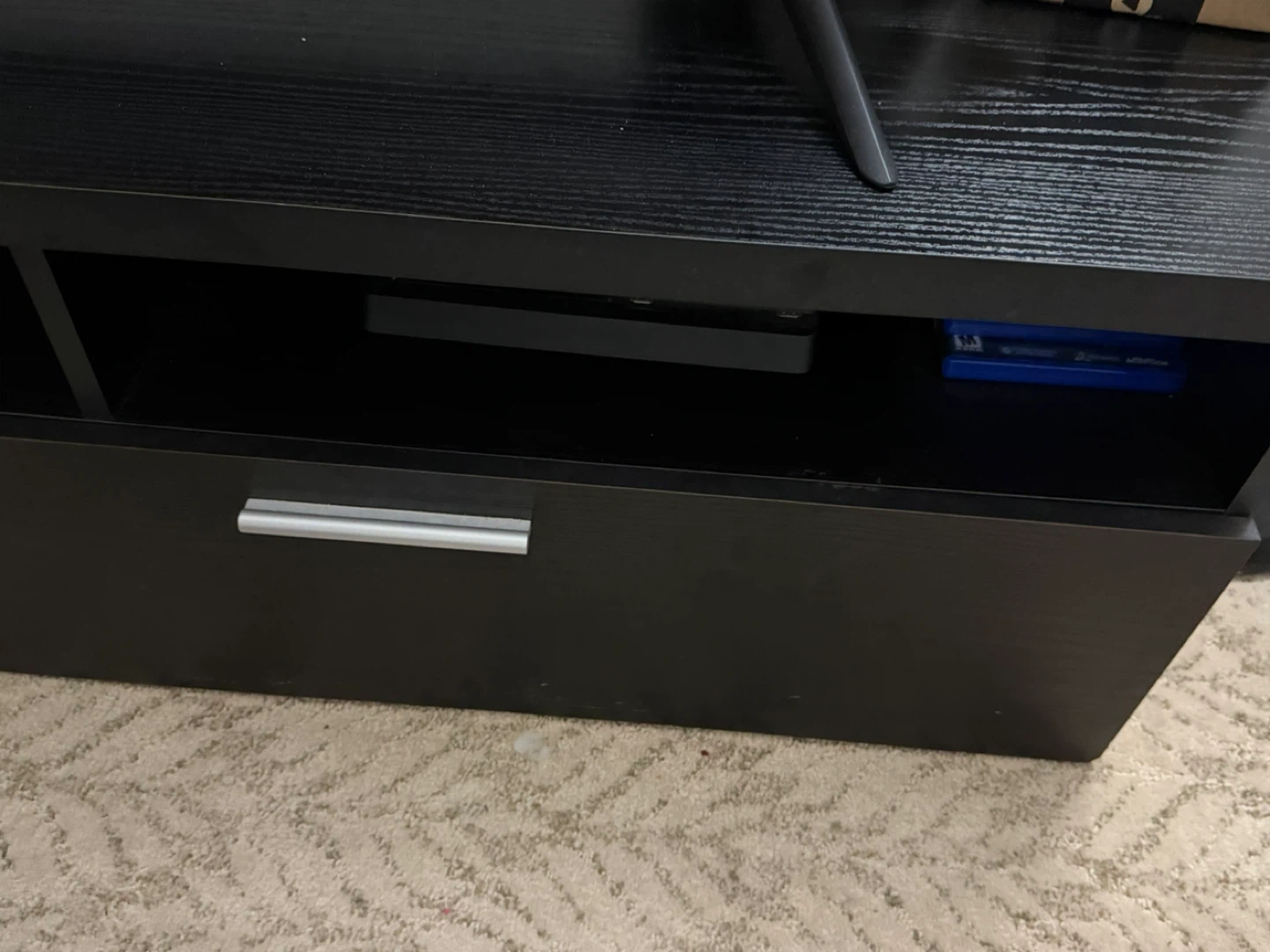 Black TV Stand with Drawer and Shelf - photo 3