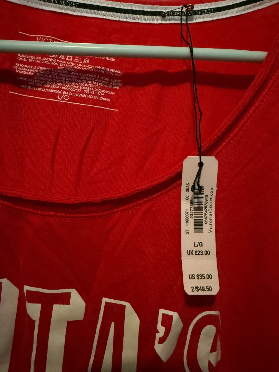 Victoria's Secret "Santa's Fave" Nightgown L/G Red - photo 2