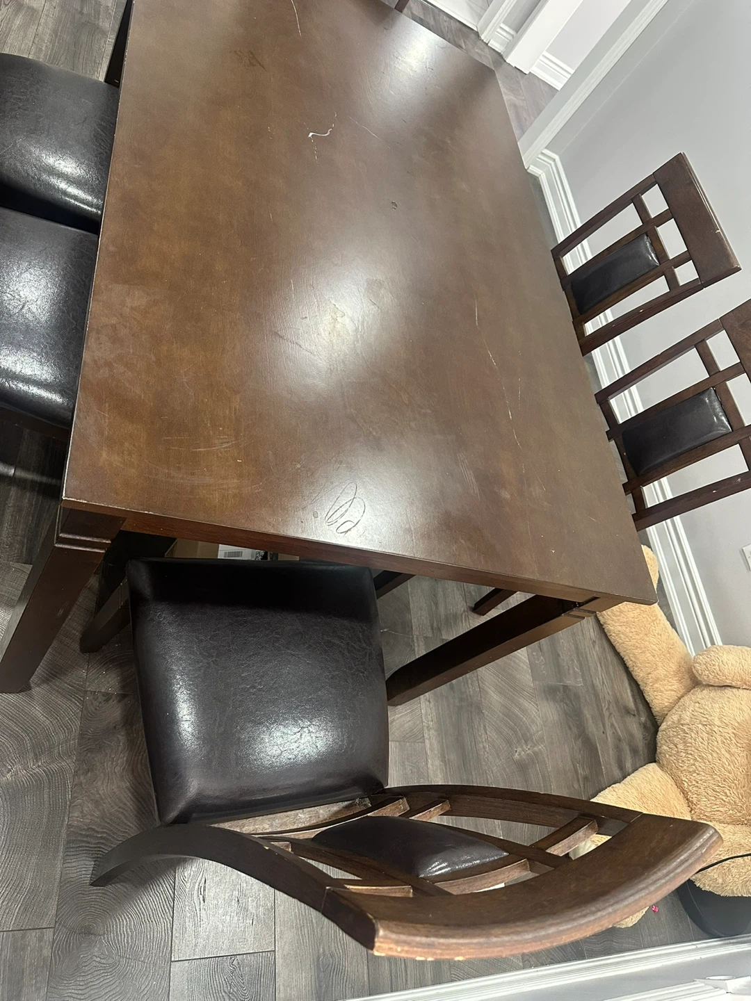 Dark Wood Dining Table with 6 Chairs - photo 3