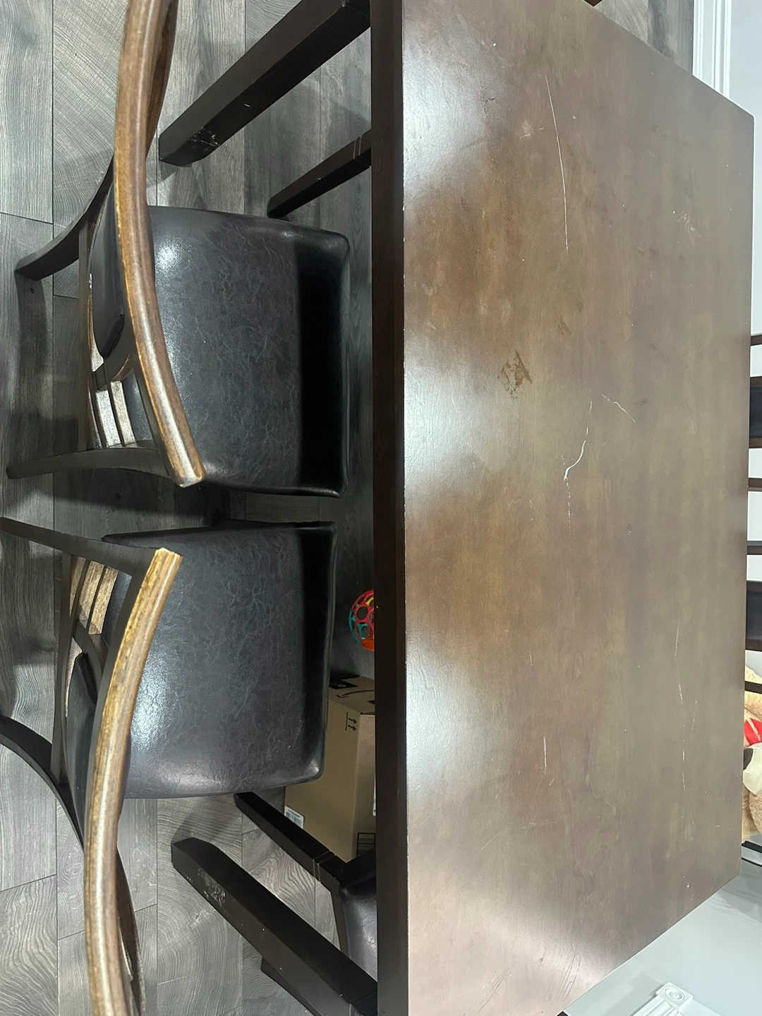 Dark Wood Dining Table with 6 Chairs - photo 4