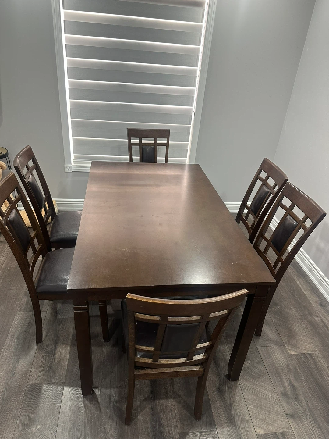 Dark Wood Dining Table with 6 Chairs - photo 2