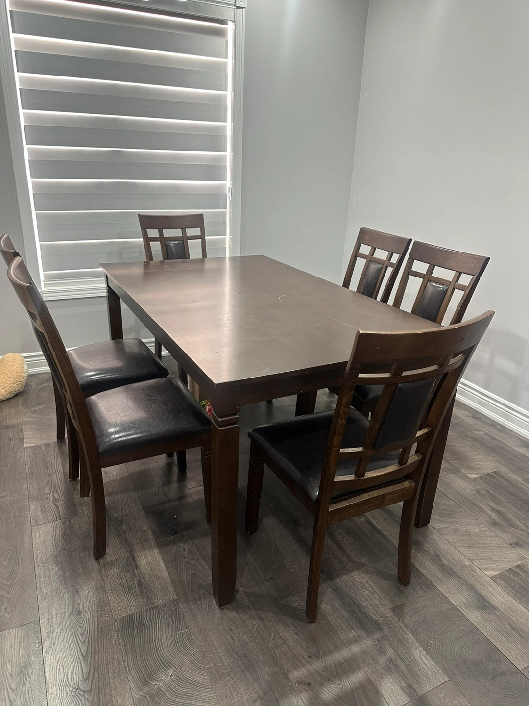 Dark Wood Dining Table with 6 Chairs