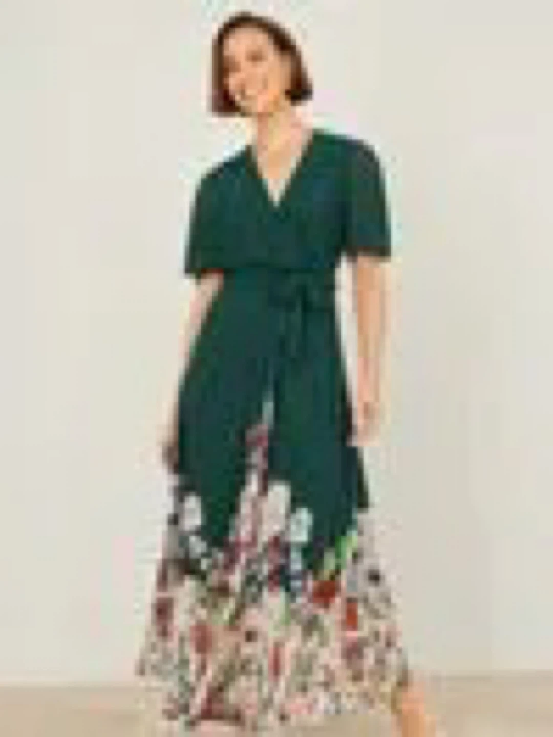 Women's Green Floral Wrap Dress