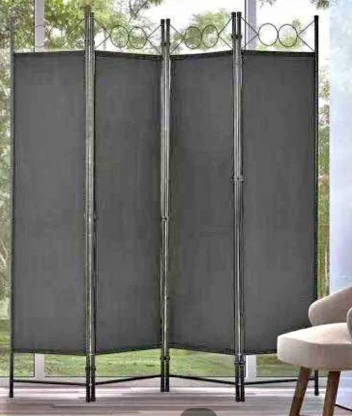 4-Panel black Folding Room Divider Screen