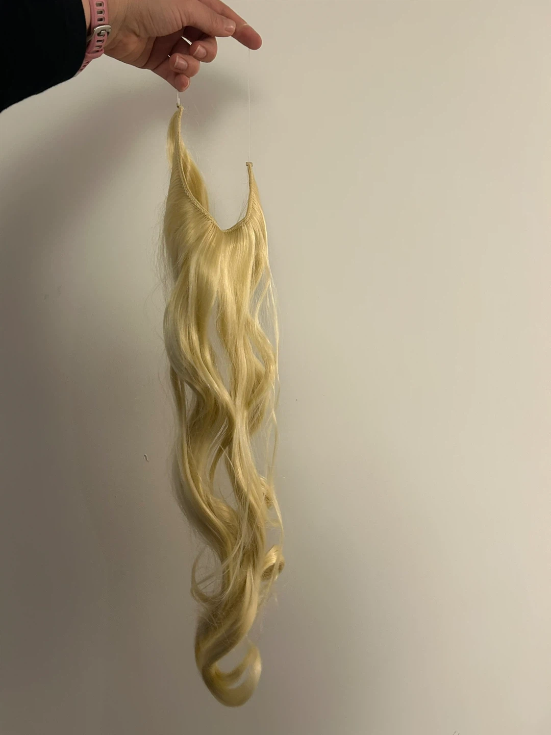 Two blond halo wig synthetic hair extensions
