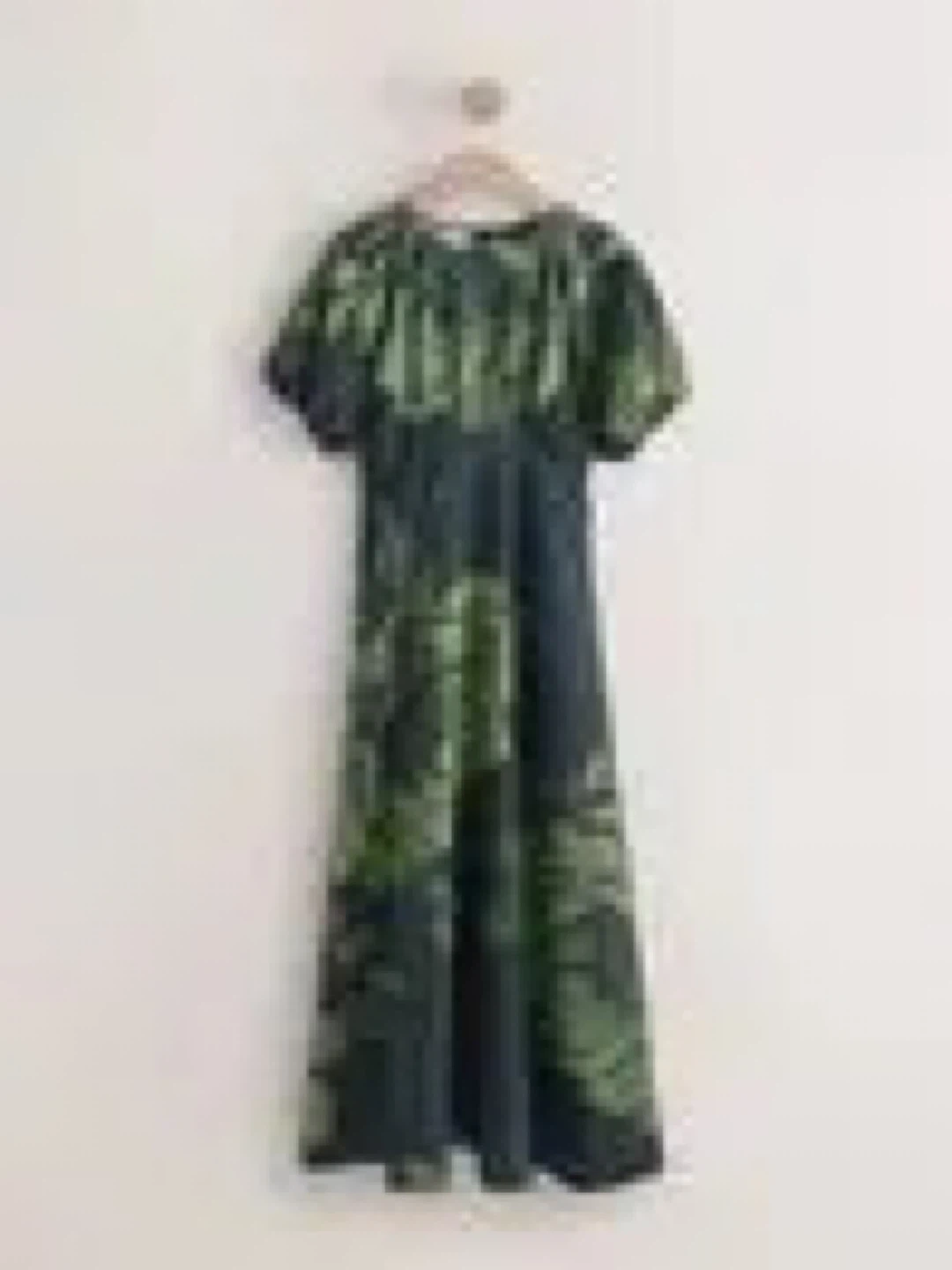 Green Leaf Print Dress