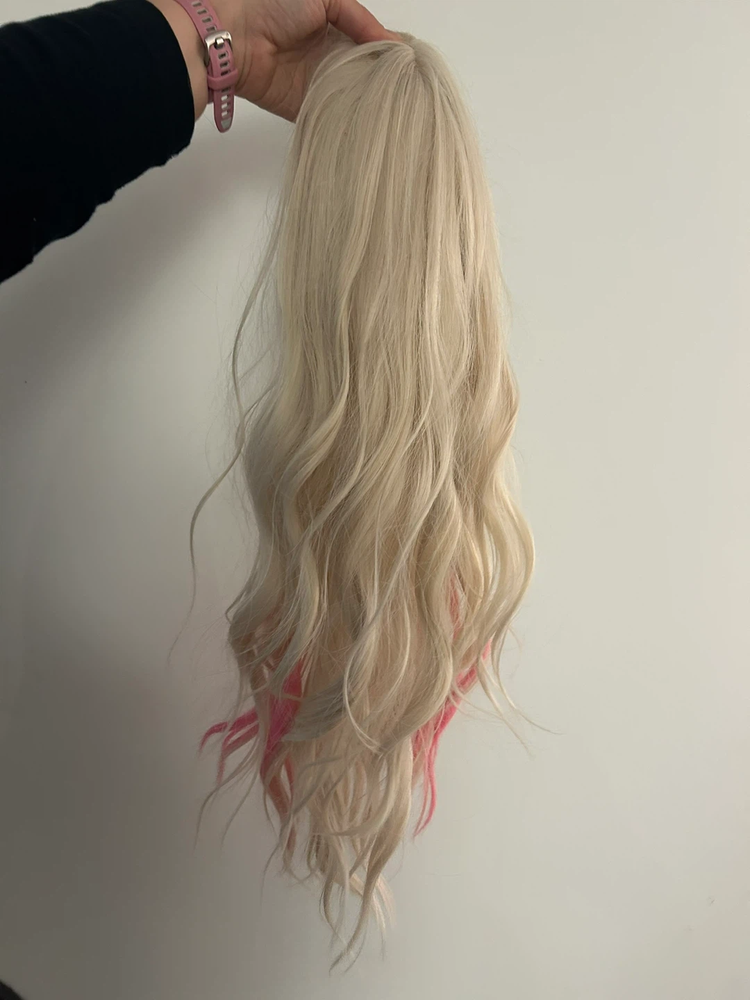 Blonde Wavy Wig with Pink and Blue Highlights - photo 2