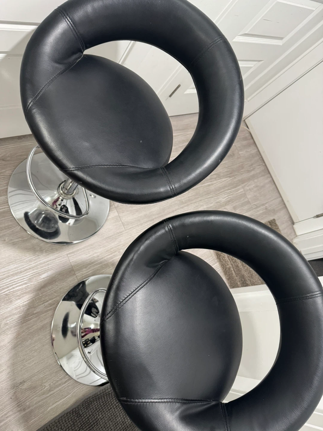 Black Swivel Bar Stools - Set of 2 - photo 2