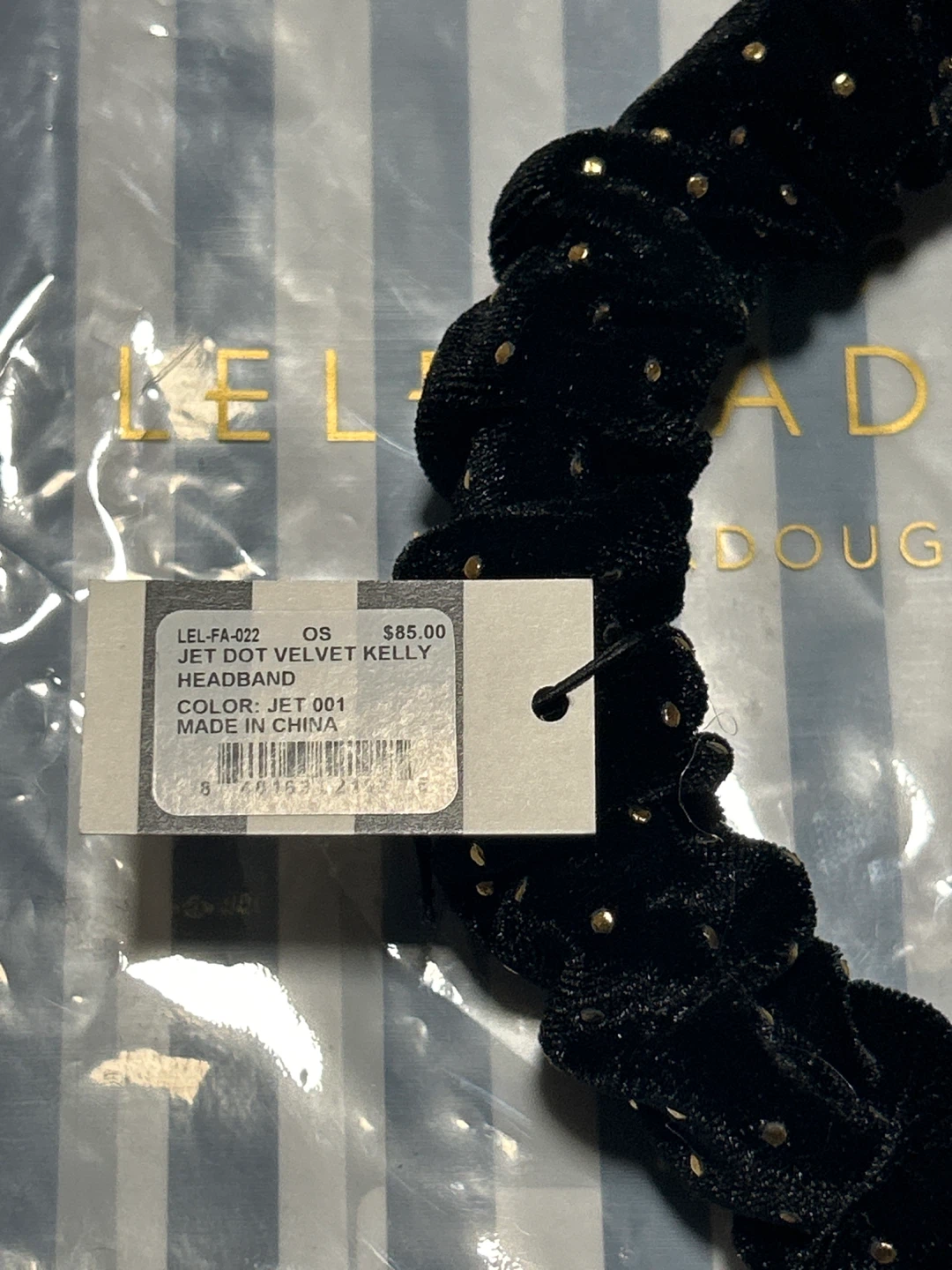 Lele Sadoughi Jet Dot Velvet Kelly Headband Black - photo 4