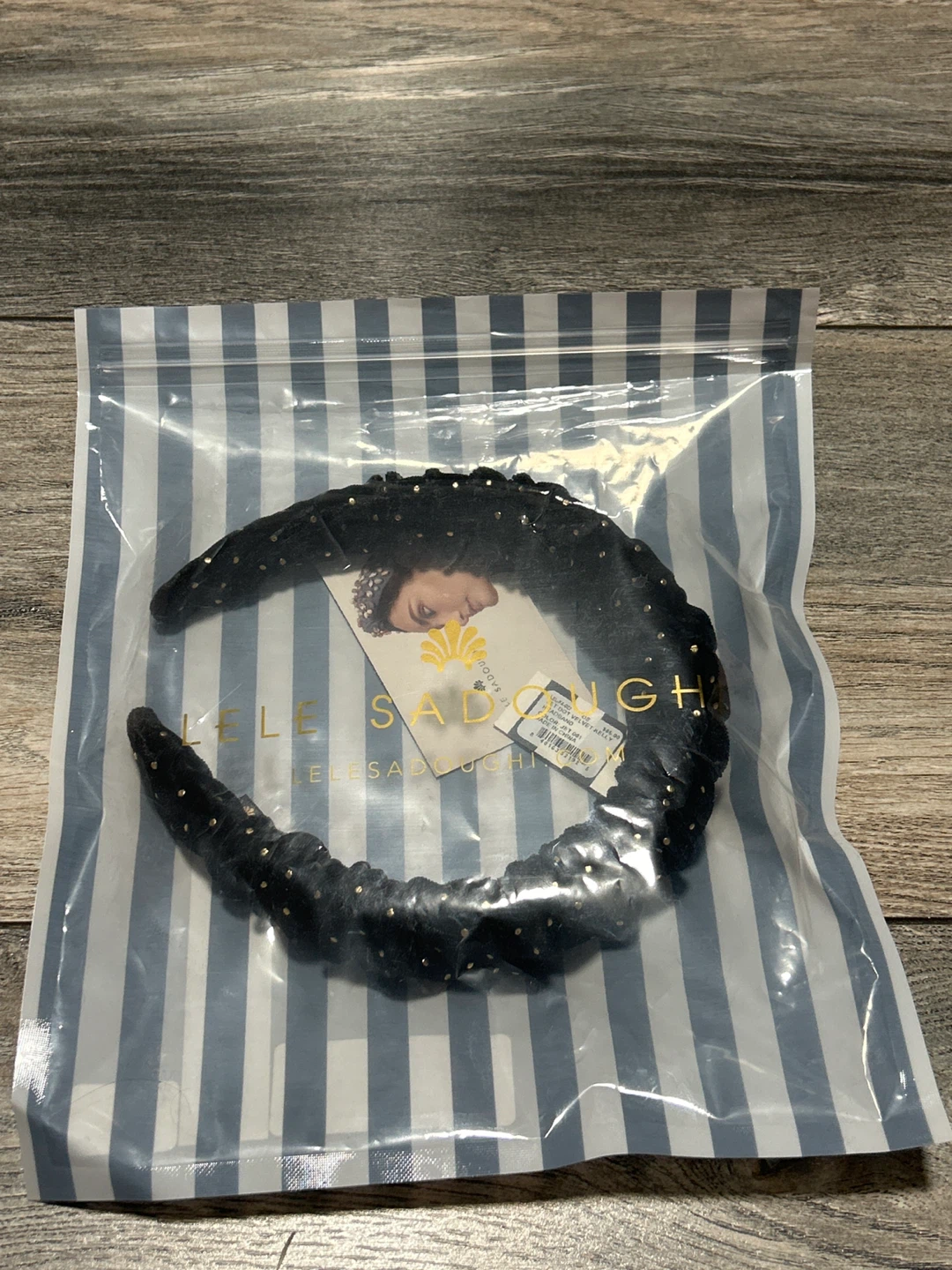 Lele Sadoughi Jet Dot Velvet Kelly Headband Black