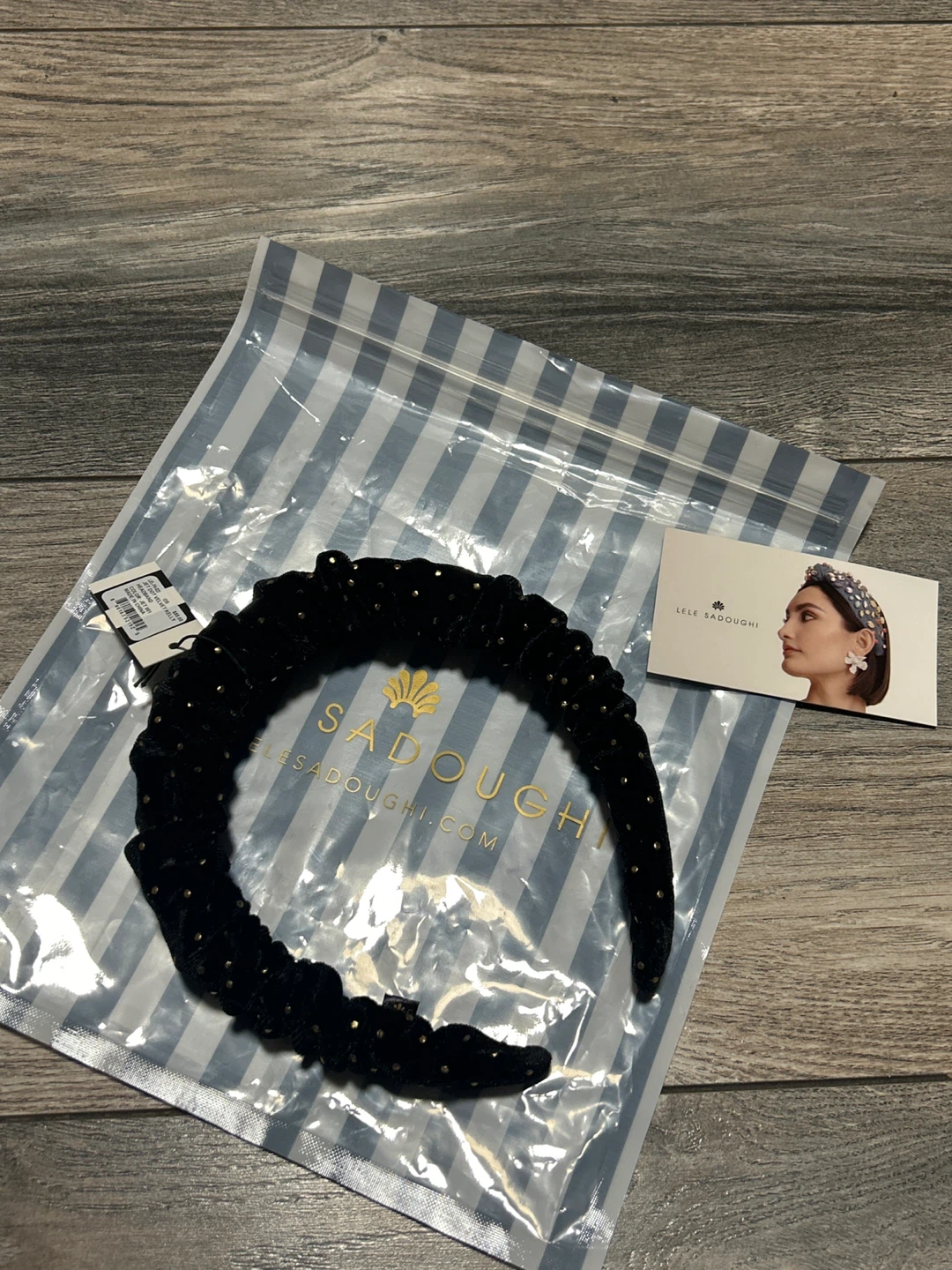 Lele Sadoughi Jet Dot Velvet Kelly Headband Black - photo 3