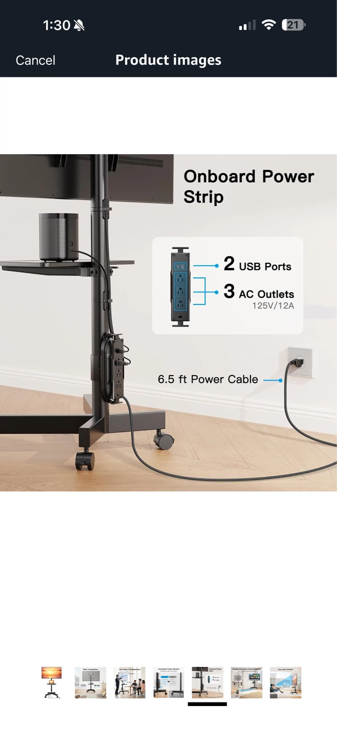 Rolling TV Stand with Shelf - photo 4