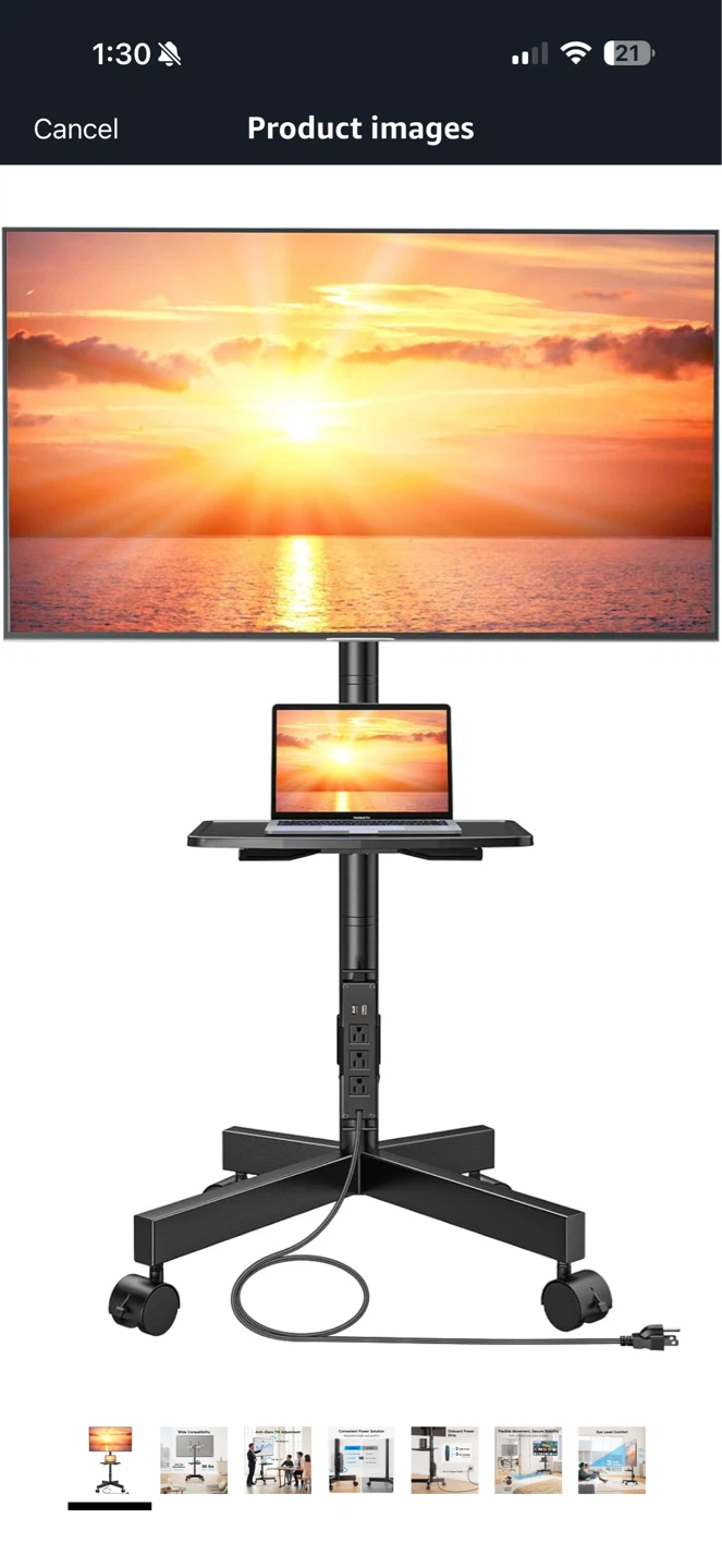 Rolling TV Stand with Shelf