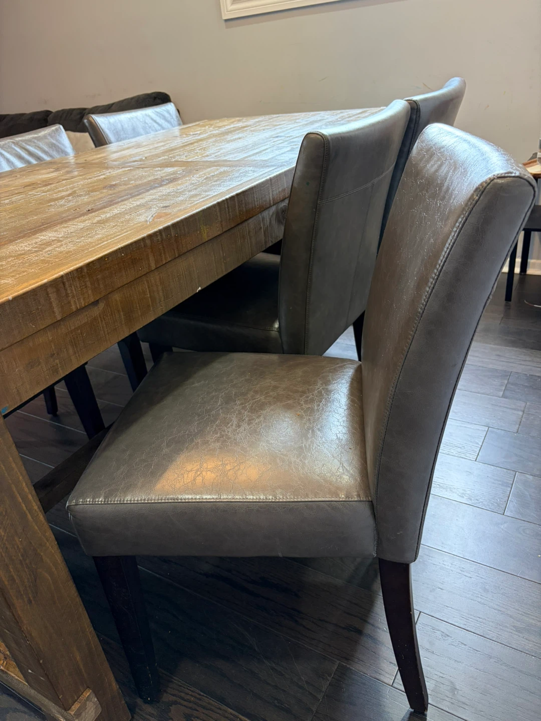 Set of 6 Grey Faux Leather Dining Chairs - photo 2