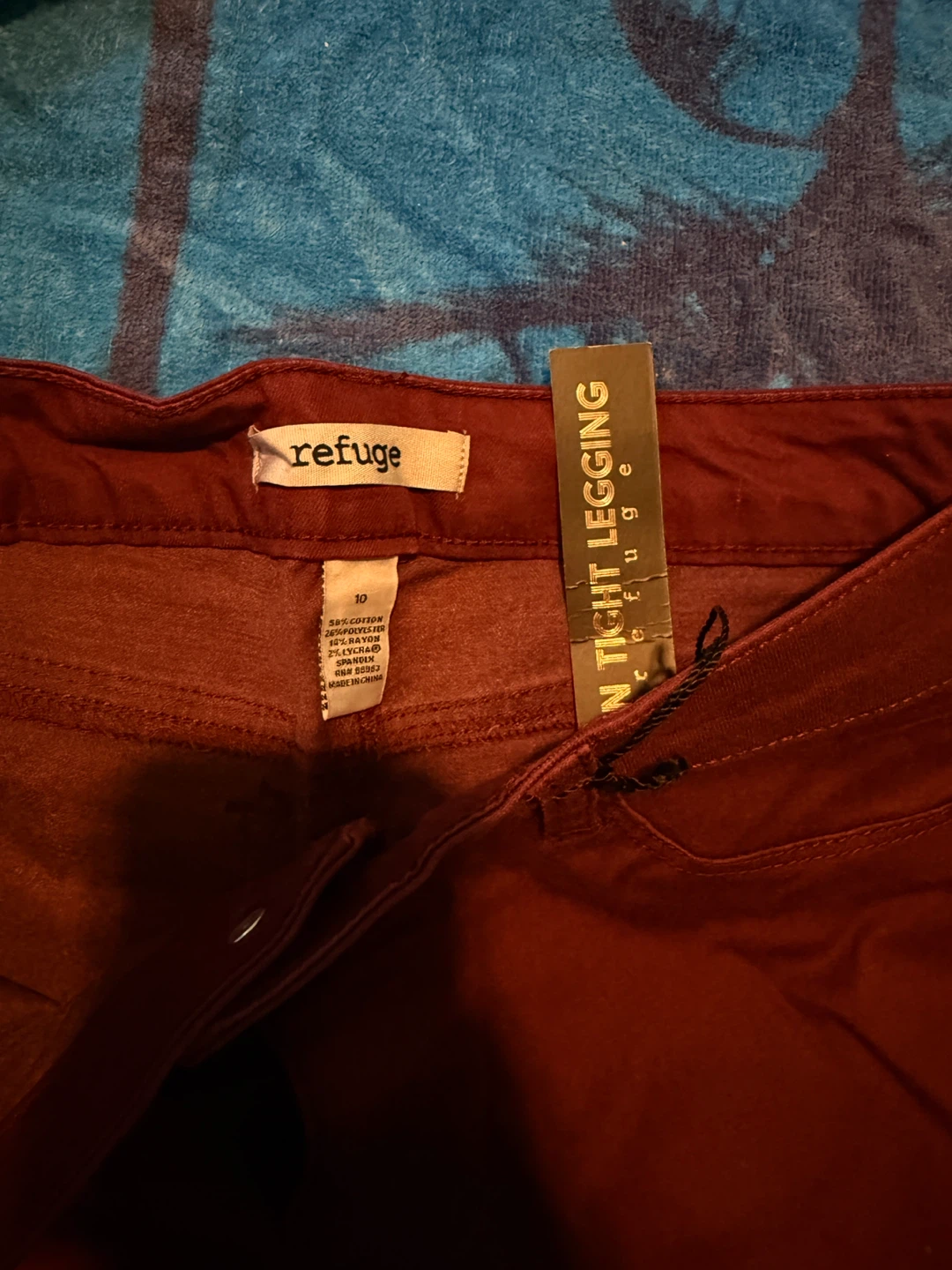 Refuge Women's Burgundy Skinny Tight Leggings Size 10 - photo 2