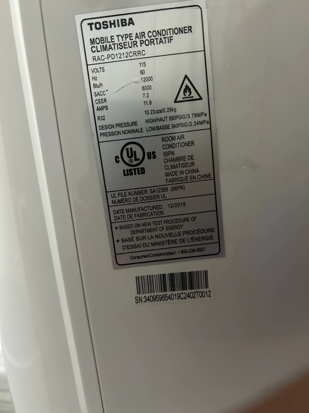 Toshiba Portable Air Conditioner  window kit included - photo 4