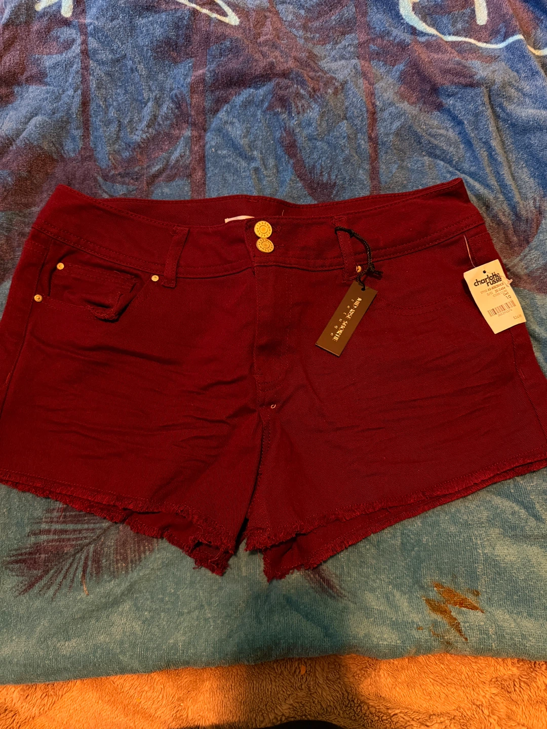 Charlotte Russe Women's Burgundy Denim Shorts Size 10
