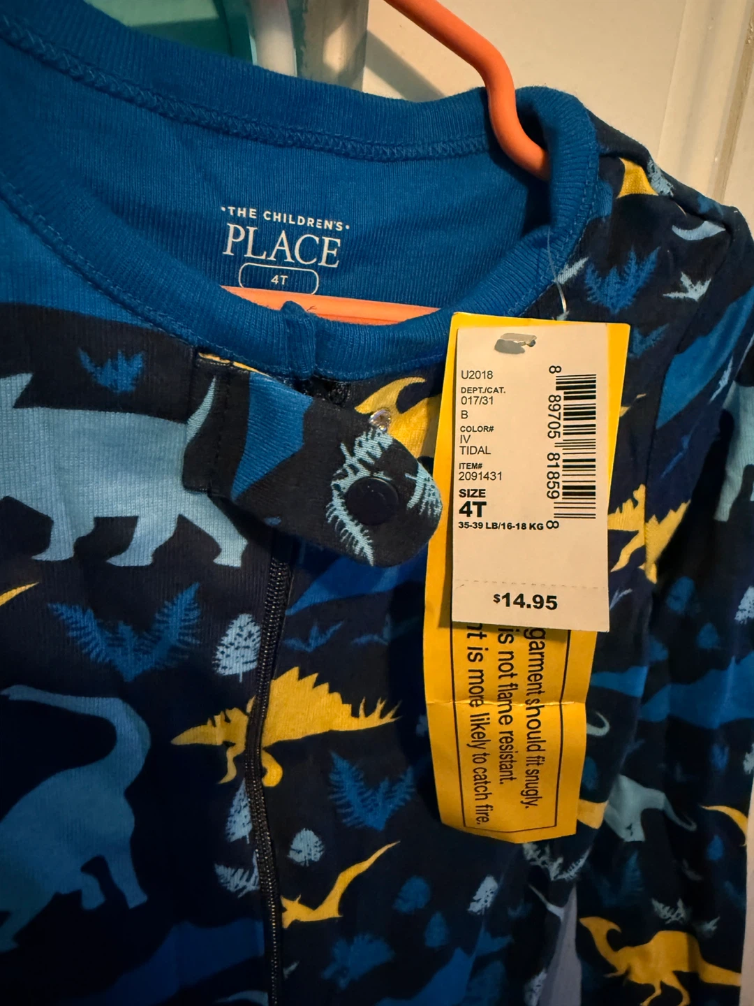 The Children's Place Blue Dinosaur Pajamas Size 4T - photo 3