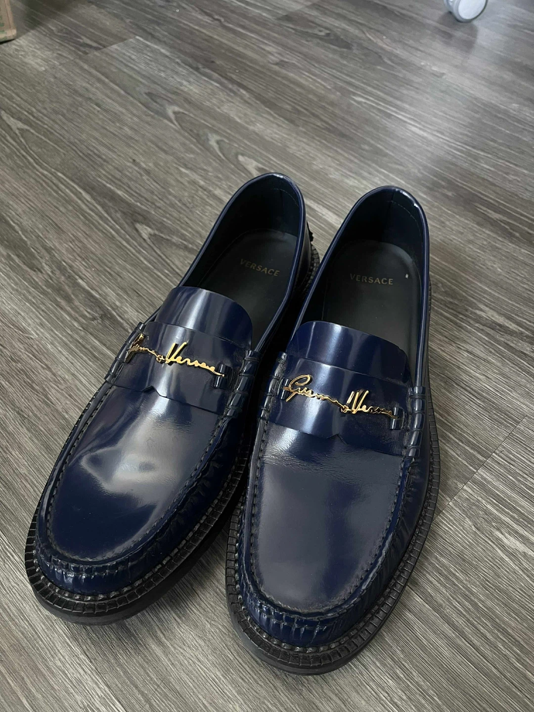 Versace Navy Patent Leather Loafers - photo 3