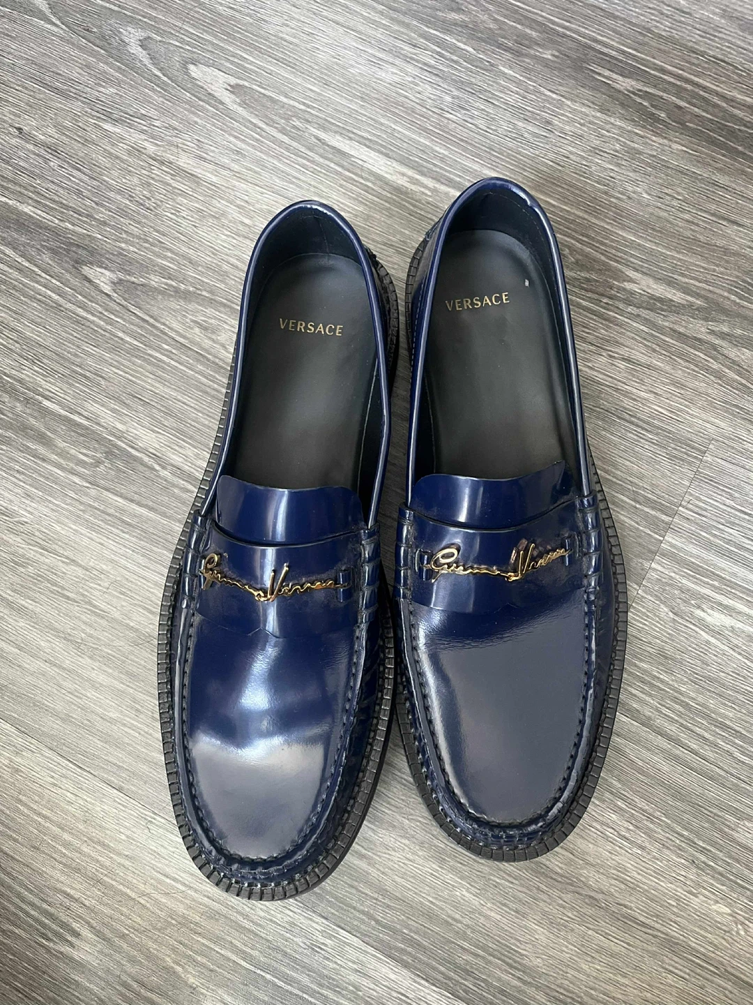 Versace Navy Patent Leather Loafers - photo 2