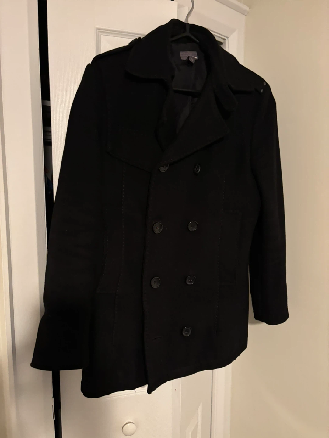 H&M Men’s Black Double-Breasted Peacoat - photo 2