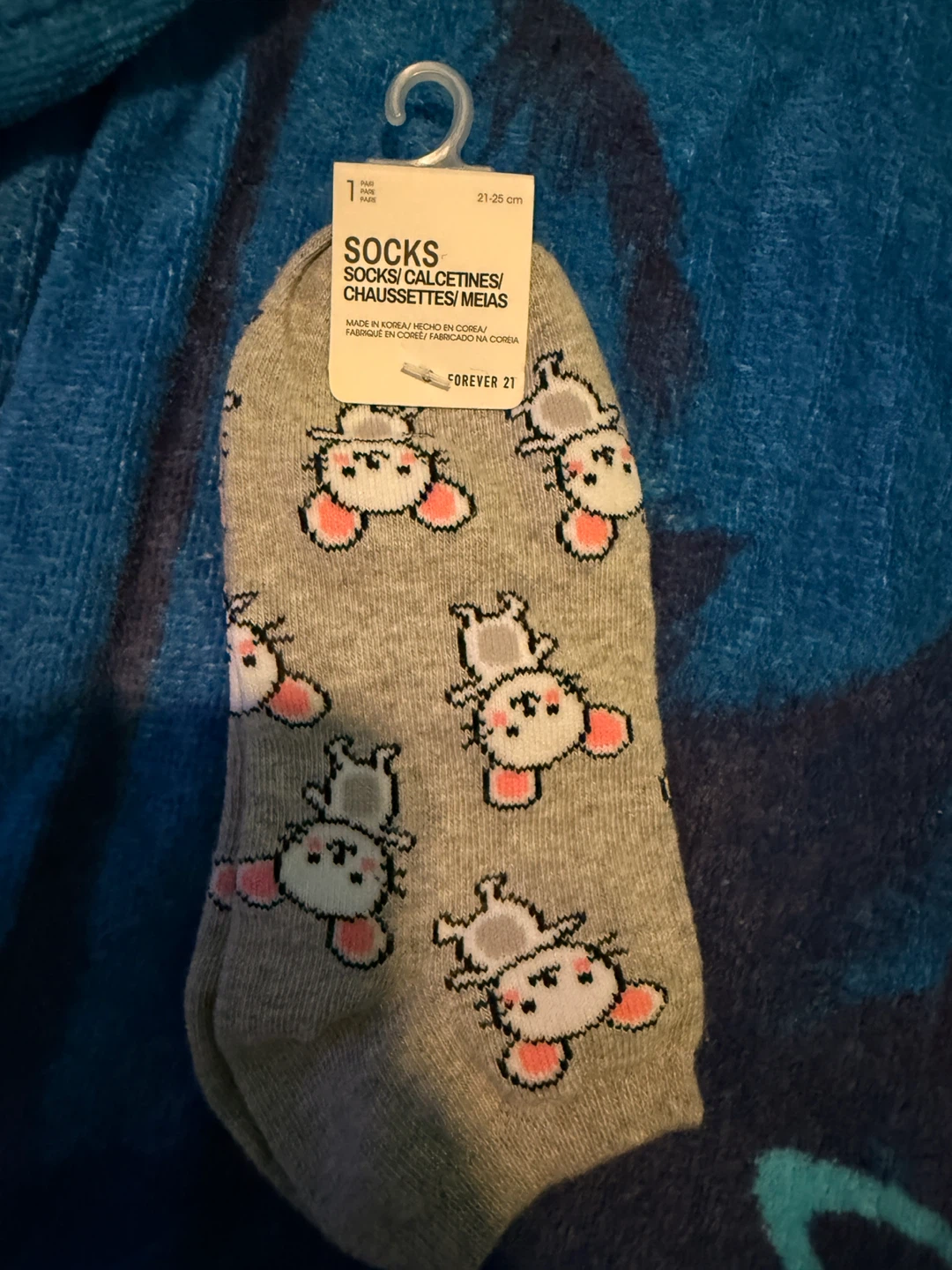 Forever 21 Gray Kawaii Animal Socks Size 21-25cm