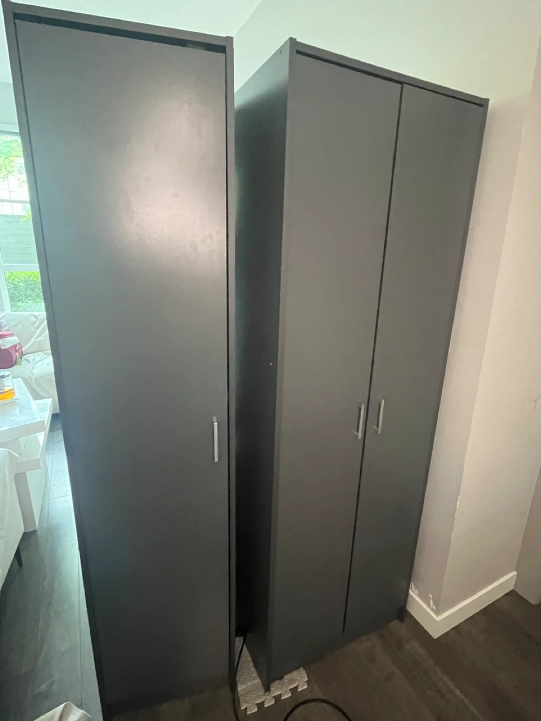 Dark Grey one and Two-Door Wardrobe with Shelves