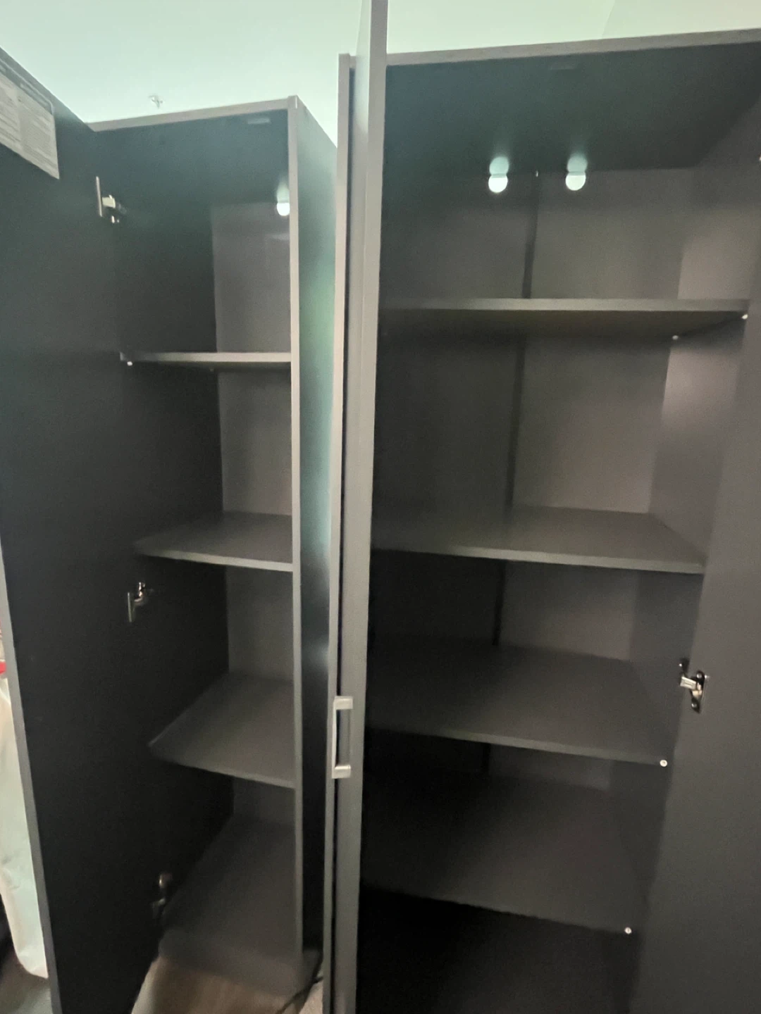 Dark Grey one and Two-Door Wardrobe with Shelves - photo 2