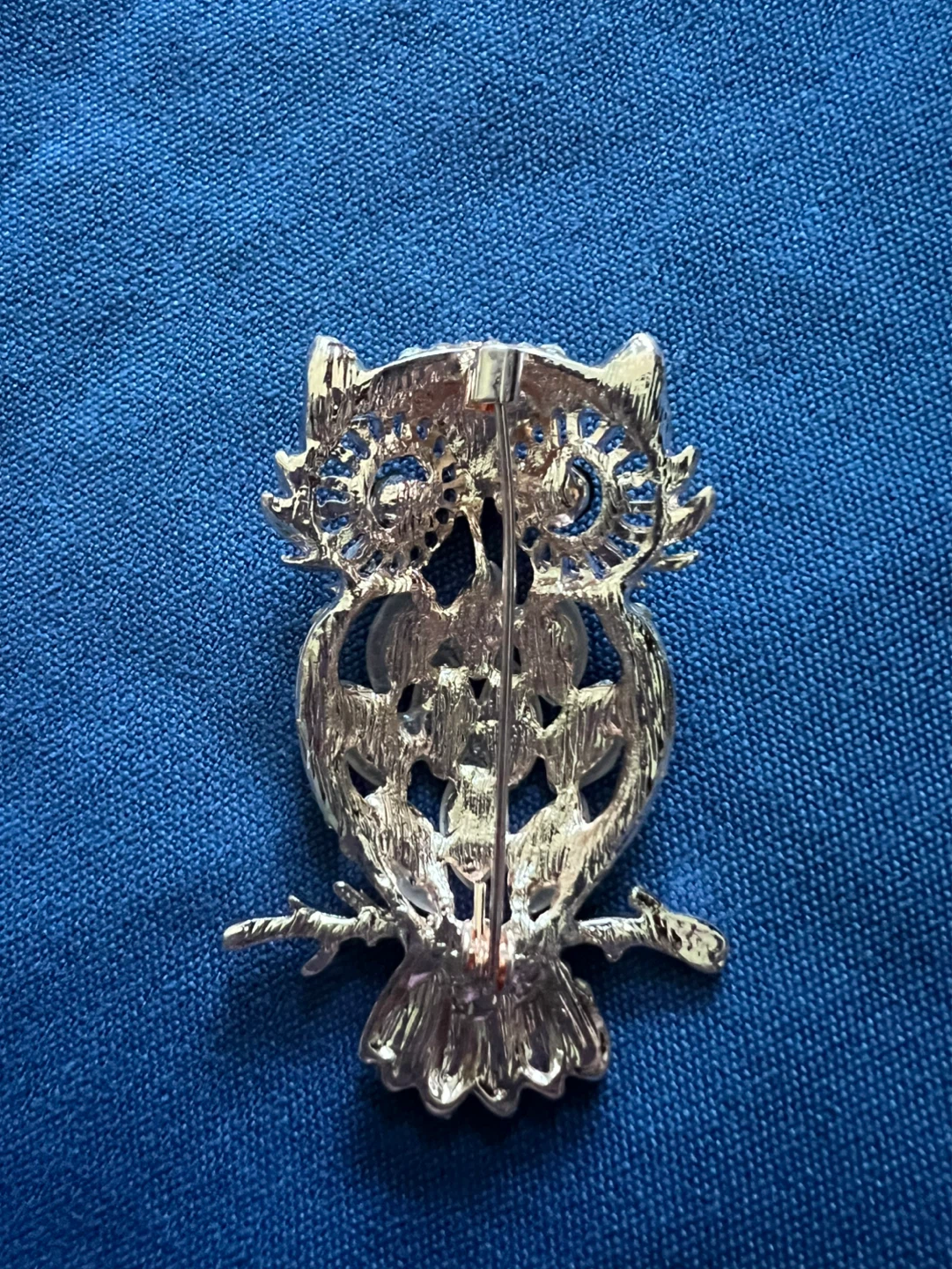 Rose Gold Owl Brooch with Rhinestones - photo 2