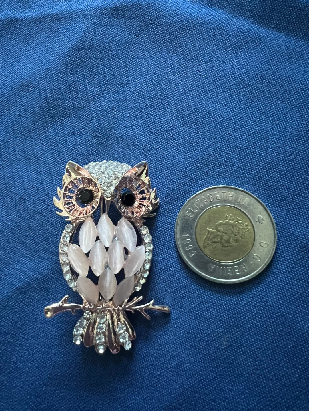 Rose Gold Owl Brooch with Rhinestones - photo 3