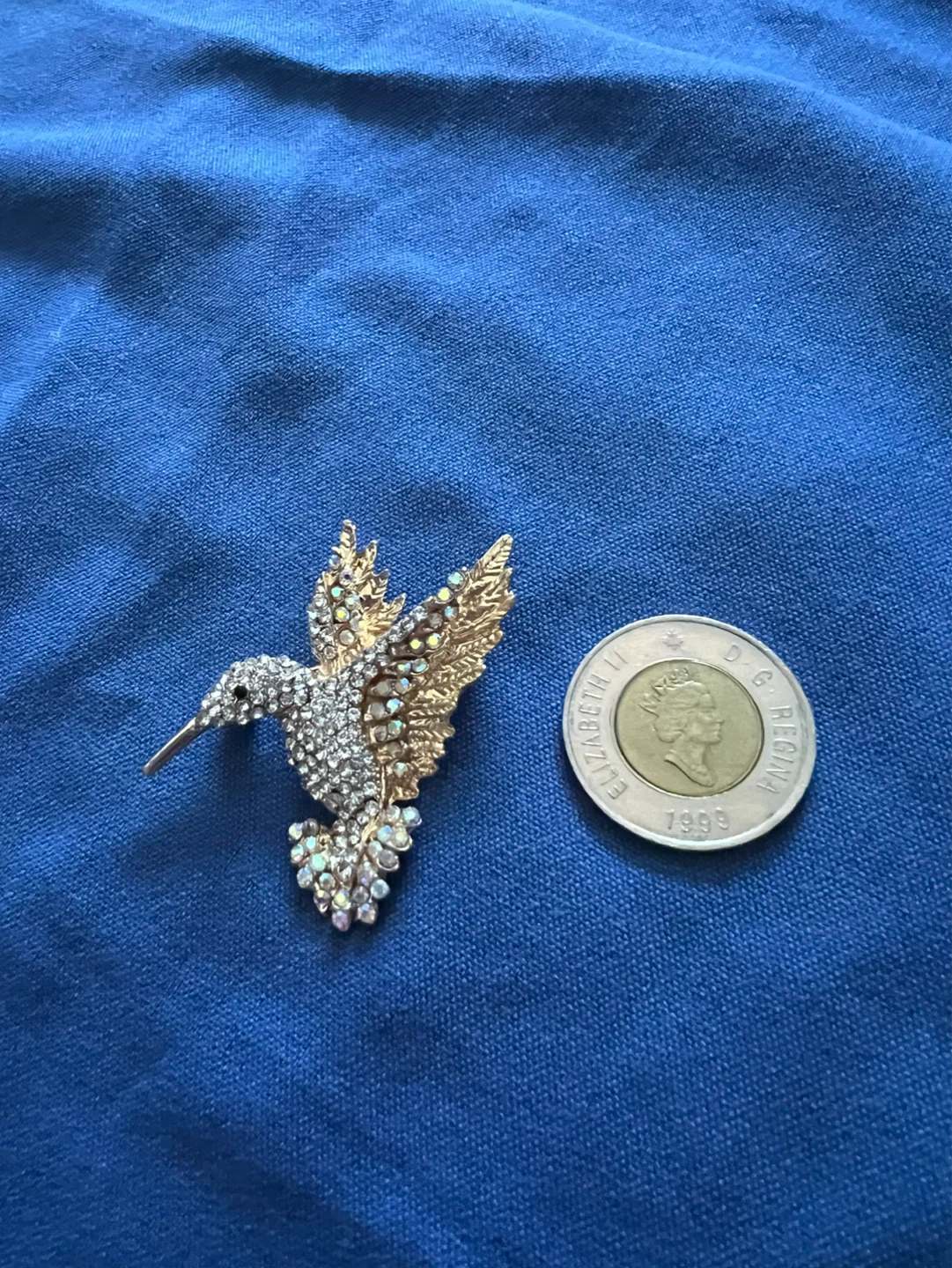 Hummingbird Brooch with Rhinestones - photo 2
