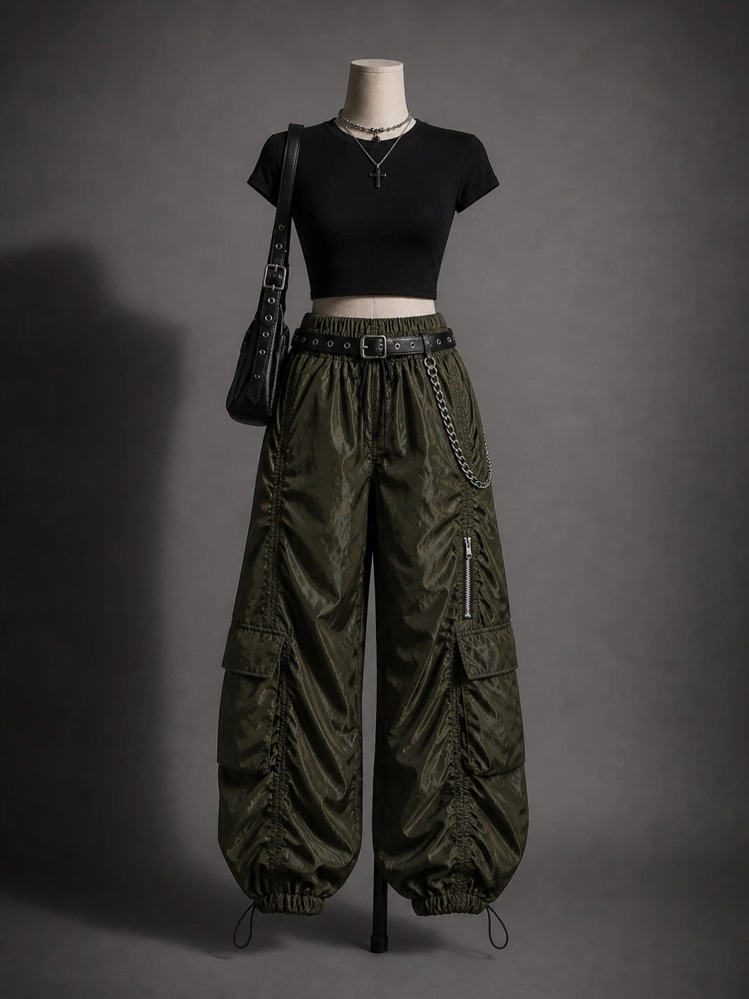 Urban Planet Olive Green Cargo Track Pants