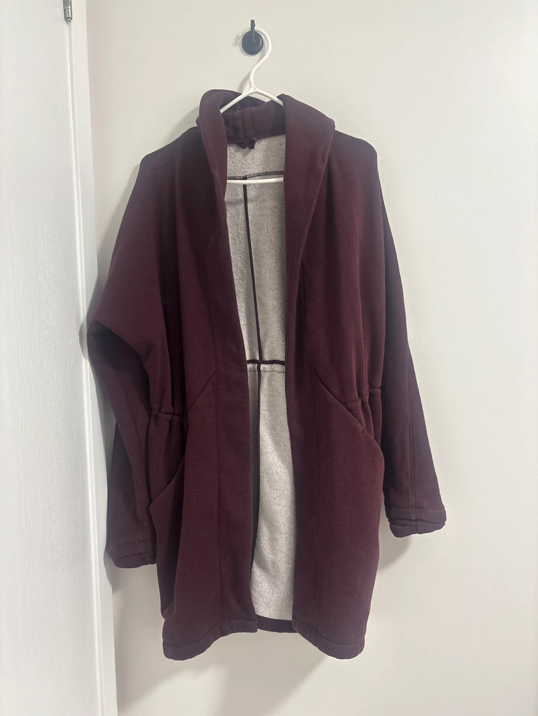 LululemonMaroon Fleece Lined Open Front Cardigan