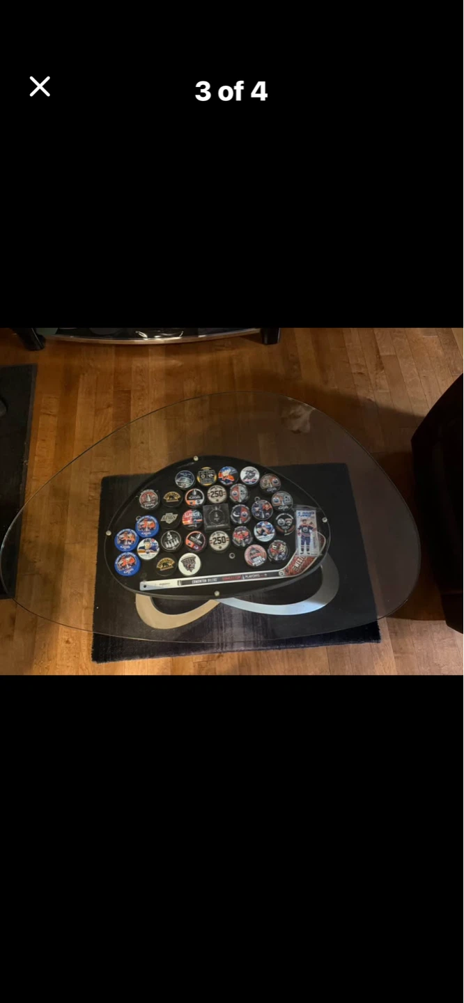 Glass Coffee Table with Oval Top and Metal Base - photo 3
