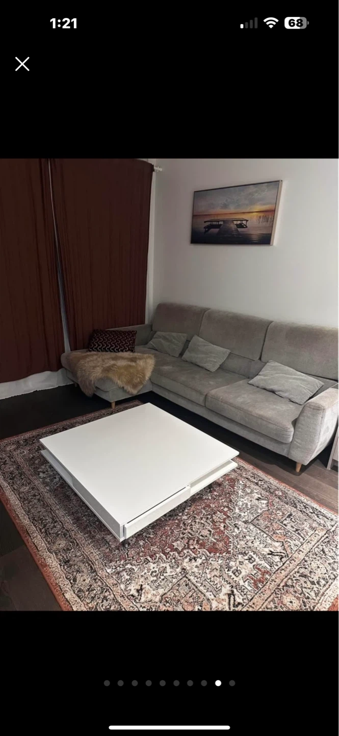 White Coffee Table with Storage Drawer