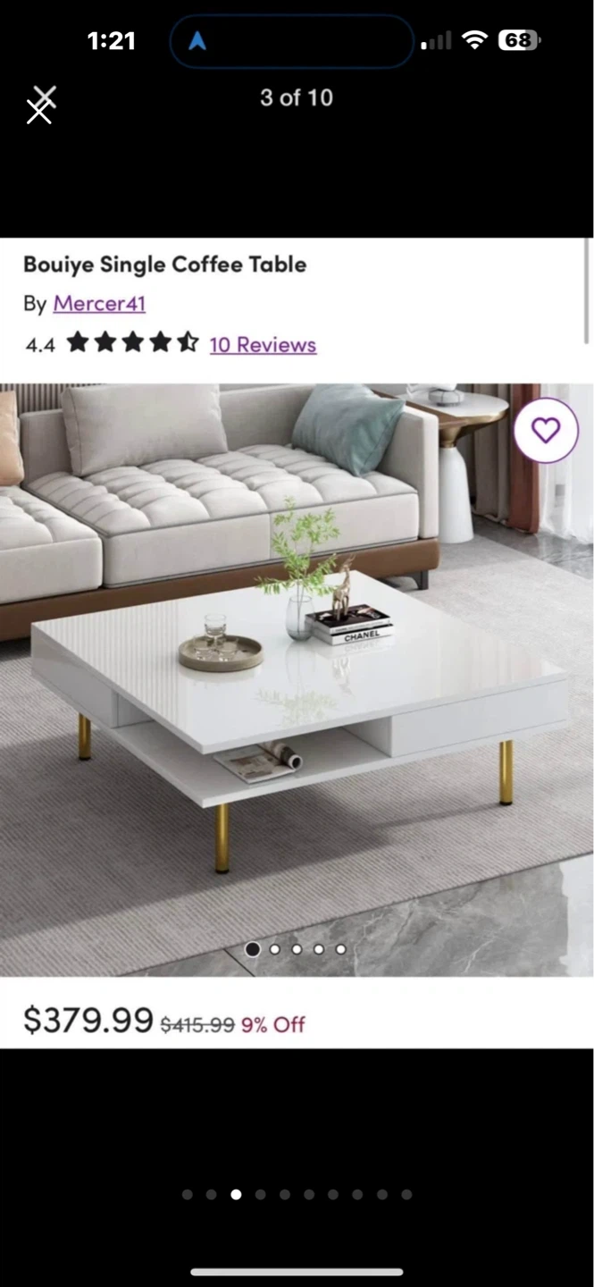 White Coffee Table with Storage Drawer - photo 4