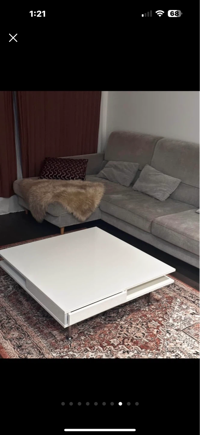 White Coffee Table with Storage Drawer - photo 2