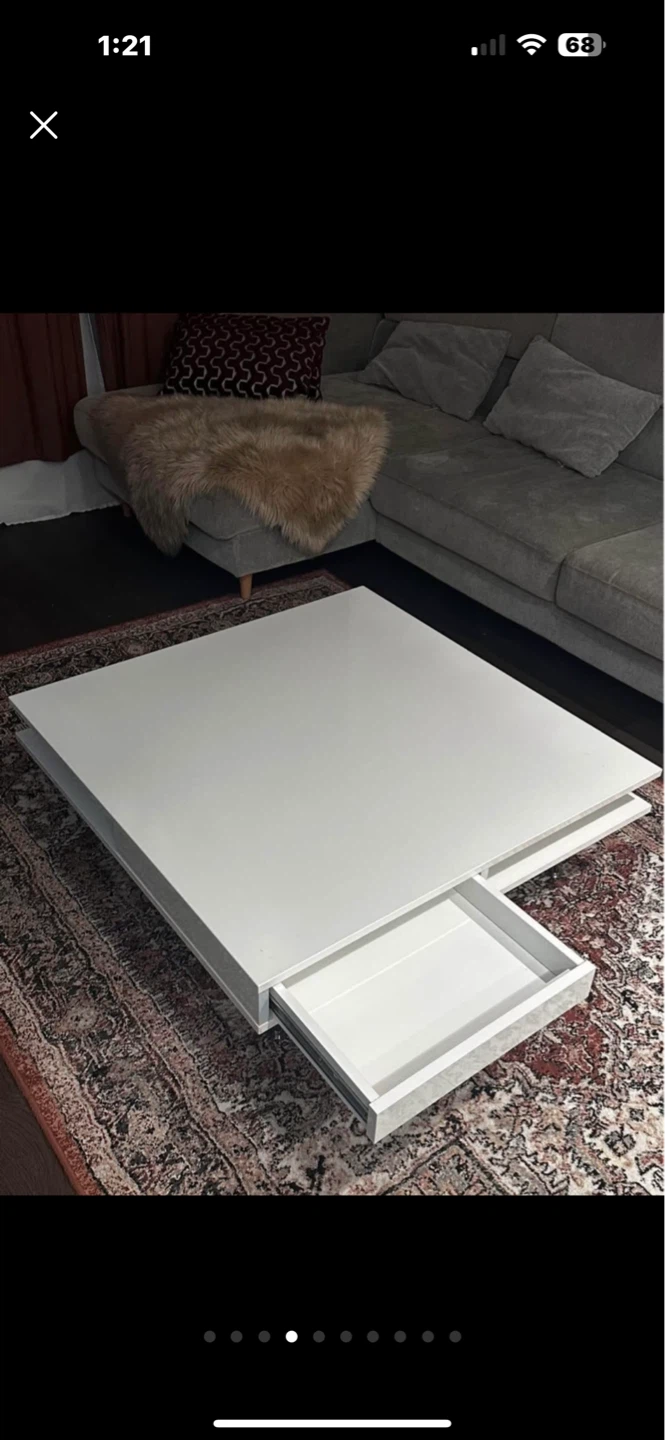 White Coffee Table with Storage Drawer - photo 5