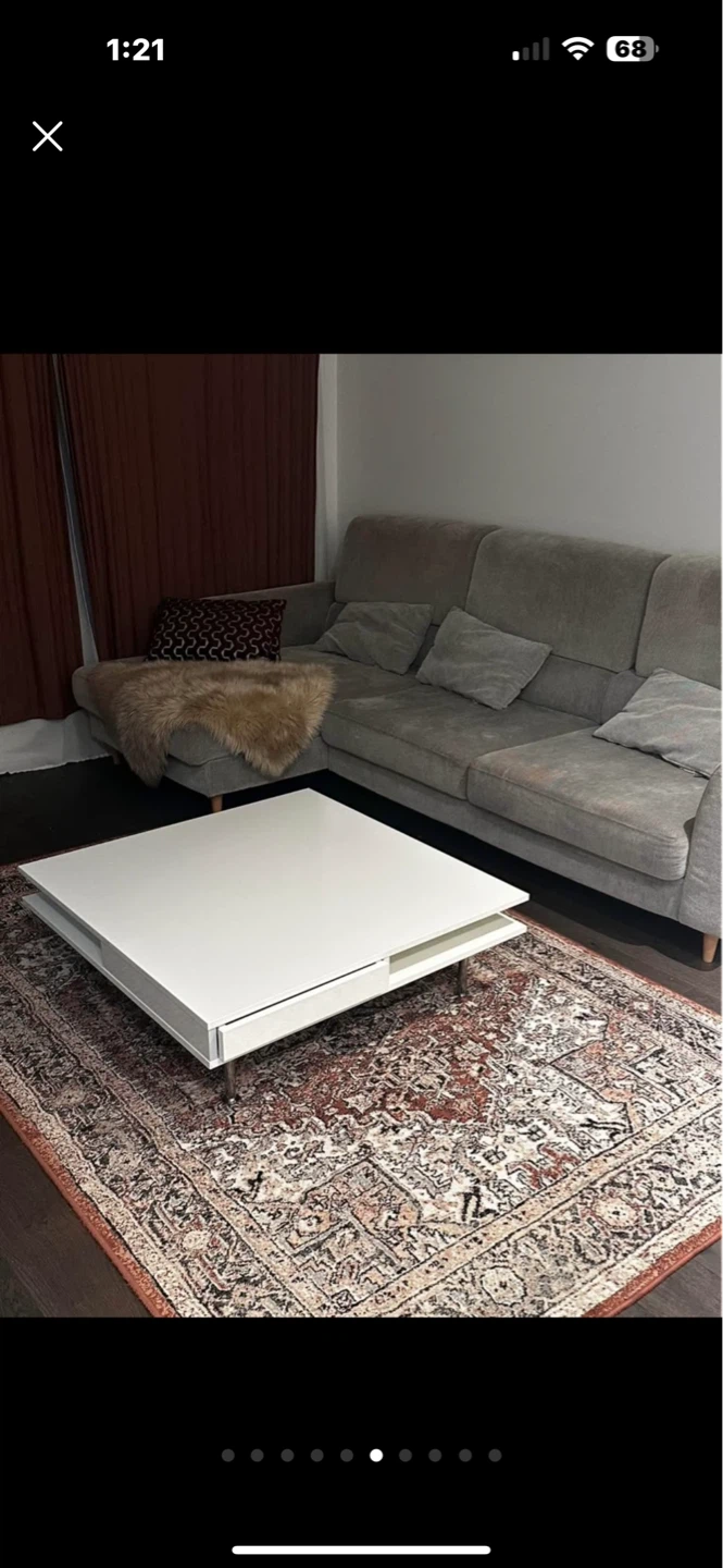 White Coffee Table with Storage Drawer - photo 3