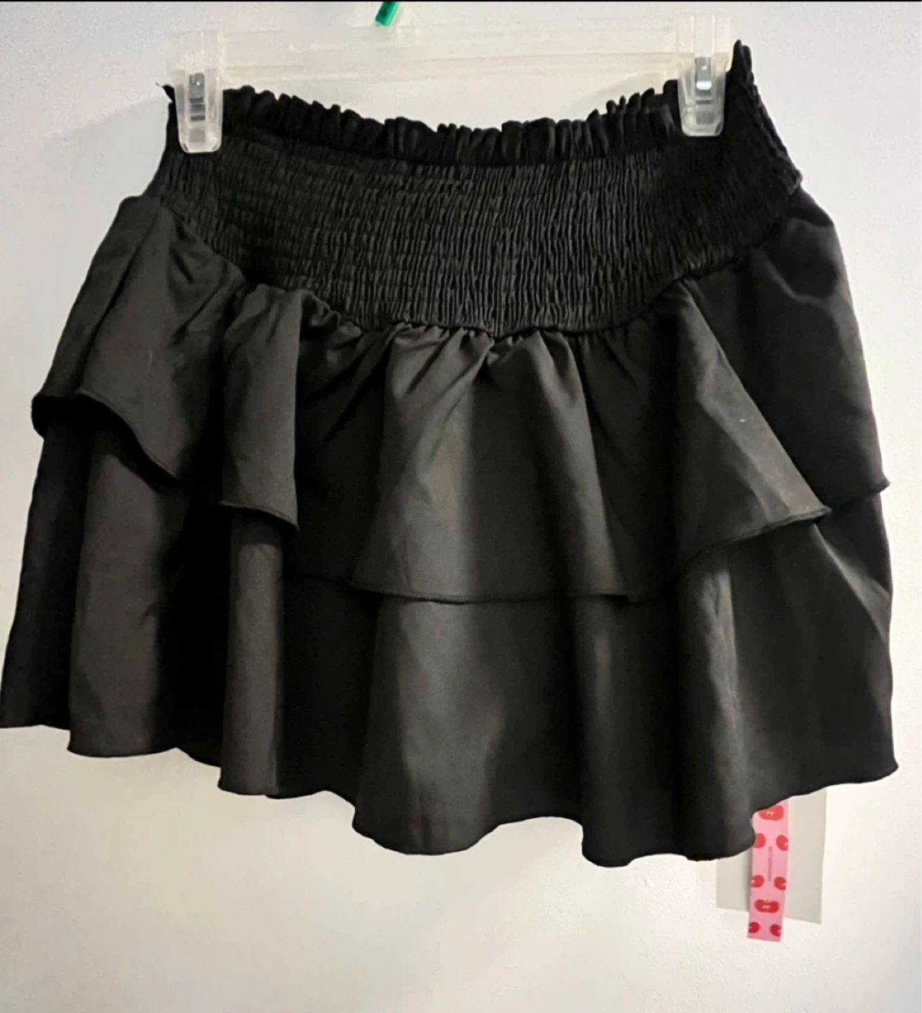 CIDER Black Ruffled Mini Skirt