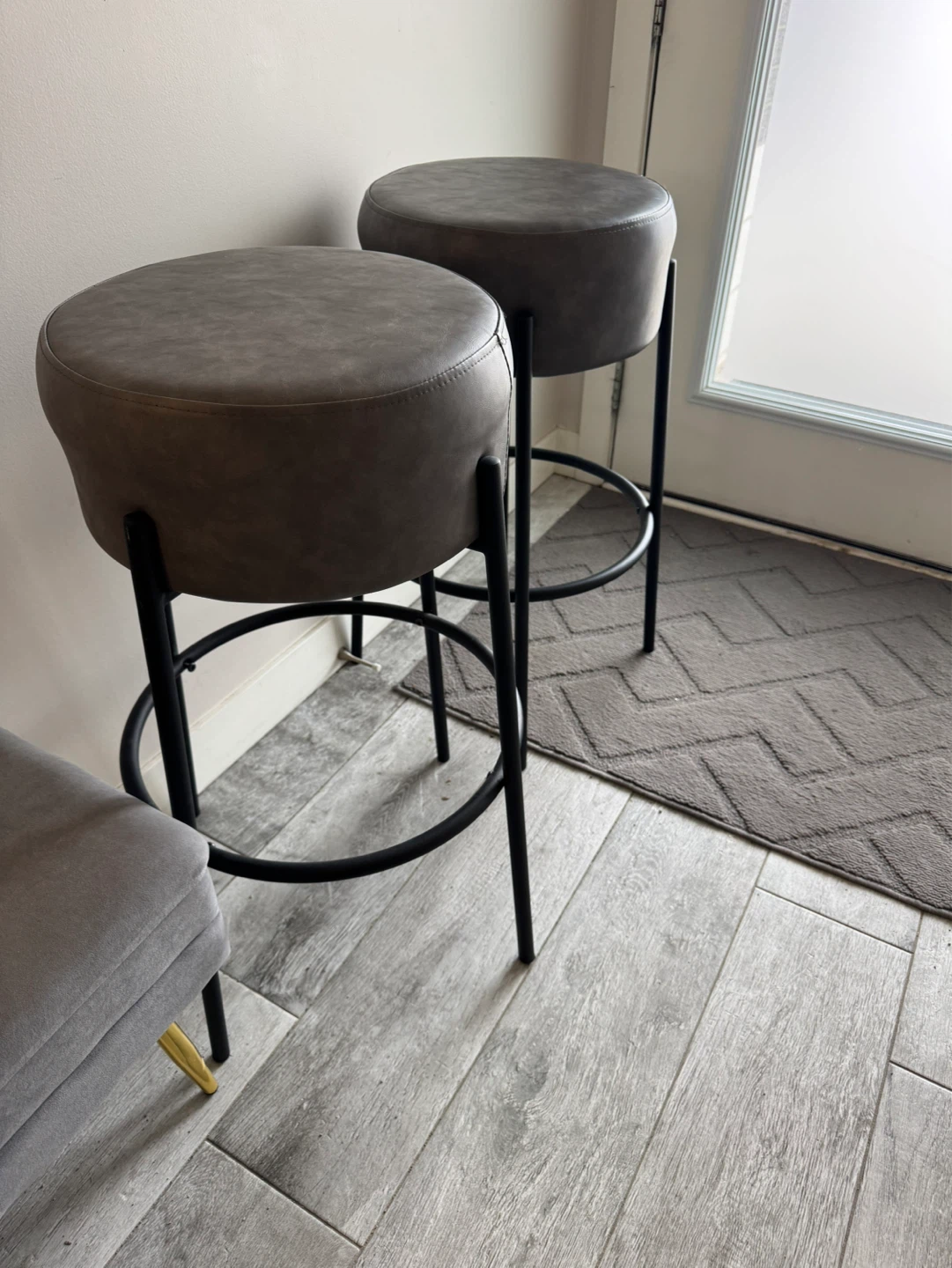 Modern Grey Barstools – Set of 2  (BRAND NEW)