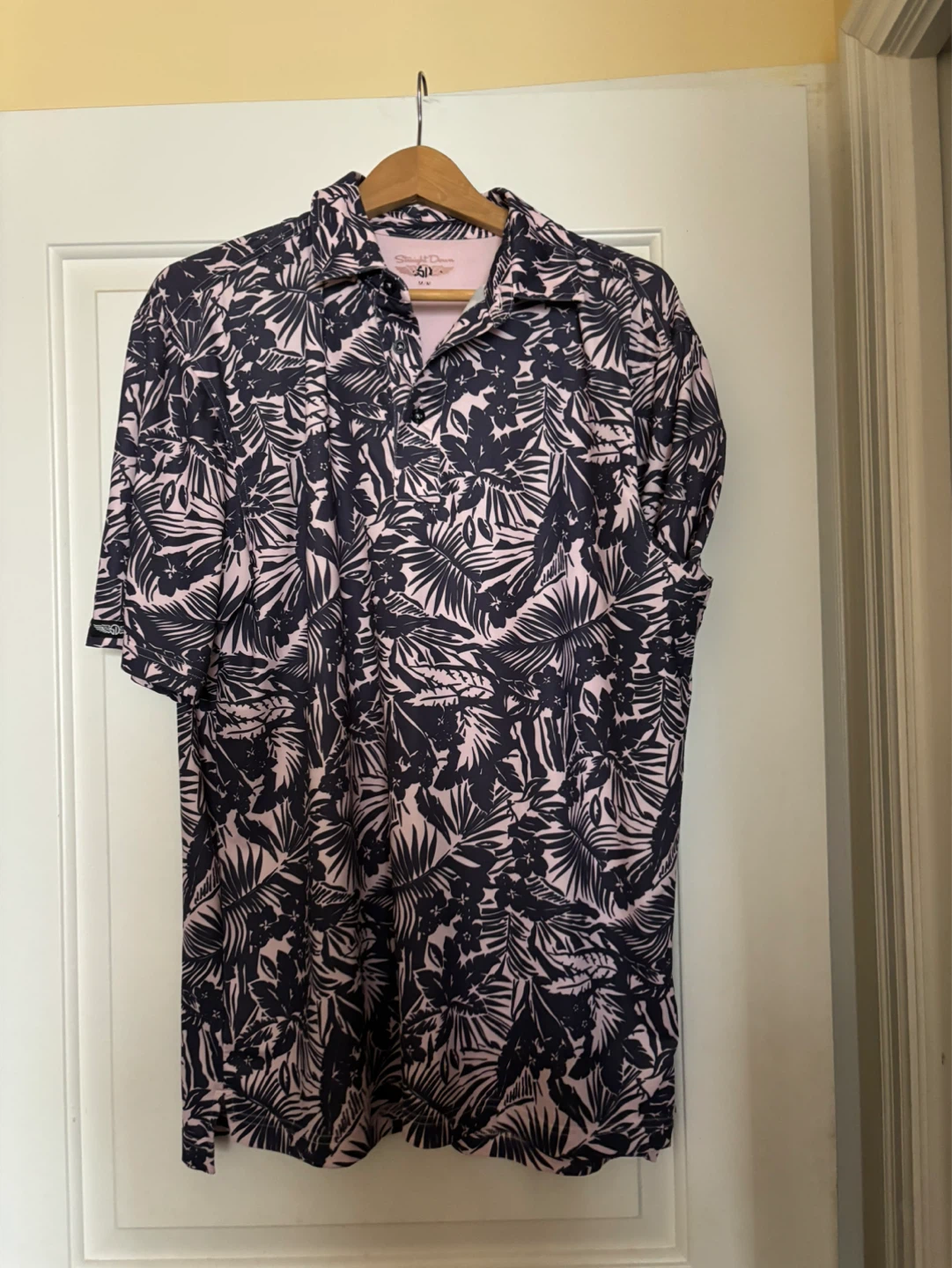 Straight Down tropical Golf Polo Shirt, Size M