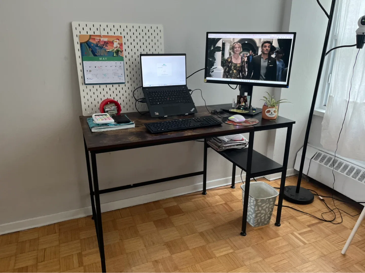 Rustic Wood Desk with Shelf