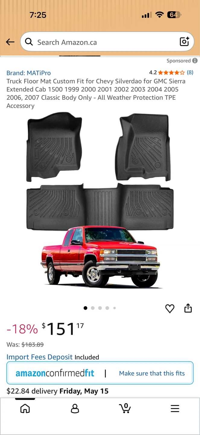 Truck Floor Mats for Chevy Silverado / GMC Sierra Extended Cab - photo 3